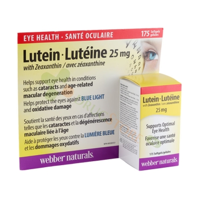 ЛУТЕИН 25 мг + ЗЕАКСАНТИН 5 мг капсули 175 броя / WEBBER NATURALS LUTEIN WITH ZEAXANTHIN