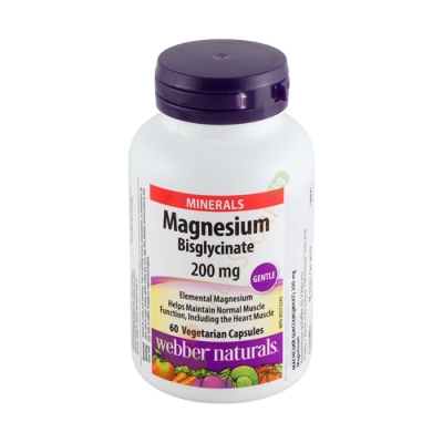 МАГНЕЗИЙ БИСГЛИЦИНАТ капсули 200 мг 60 броя / WEBBER NATURALS MAGNESIUM BISGLYCINATE