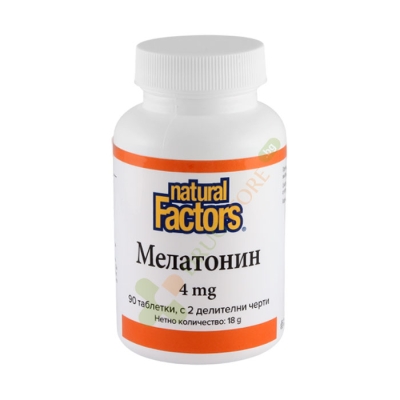 МЕЛАТОНИН таблетки 4 мг 90 броя / NATURAL FACTORS MELATONIN tablets 4 mg