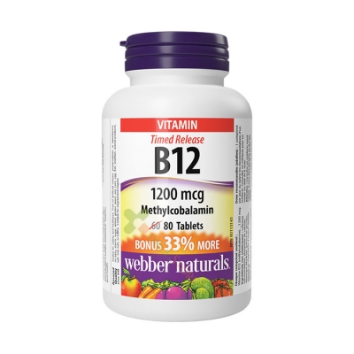 ВИТАМИН B 12 таблетки 1200 мг 80 броя / WEBBER NATURALS VITAMIN B 12