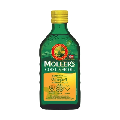 МЬОЛЕРС МАСЛО ОТ ЧЕРЕН ДРОБ НА ТРЕСКА сироп с вкус на лимон 250 мл / MOELLERS COD LIVER OIL solution with lemon flavour
