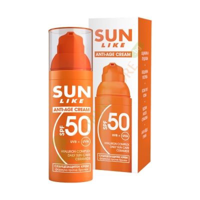 СЛЪНЦЕЗАЩИТЕН КРЕМ ЛИЦЕ АНТИ-ЕЙДЖ SPF50 50 мл / SUN LIKE ANTI-AGE CREAM SPF50 