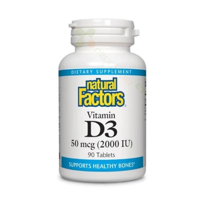 НАТУРАЛ ФАКТОРС ВИТАМИН D3 2000 IU таблетки 90 броя / NATURAL FACTORS VITAMIN D3 2000 IU