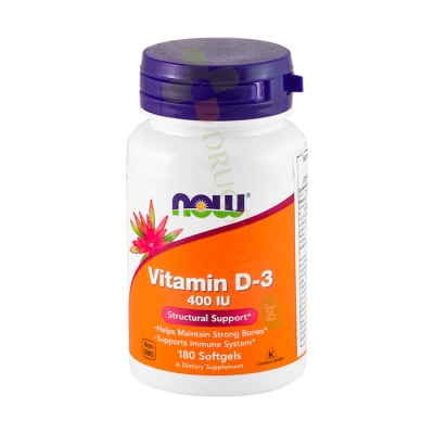 НАУ ФУДС ВИТАМИН D3 дражета 400 IU 180 броя / NOW FOODS VITAMIN D