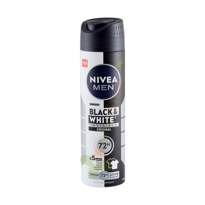НИВЕА ДЕЗОДОРАНТ СПРЕЙ ИНВИЗИБЪЛ БЛЕК ЕНД УАЙТ за мъже 150 мл / NIVEA MEN INVISIBLE FOR BLACK & WHITE ORIGINAL ANTI-TRANSPIRANT DEODORANT