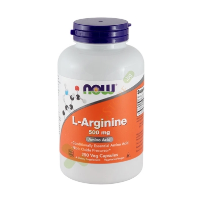 НАУ ФУДС L-АРГИНИН капсули 500 мг 250 броя / NOW FOODS L-ARGININE