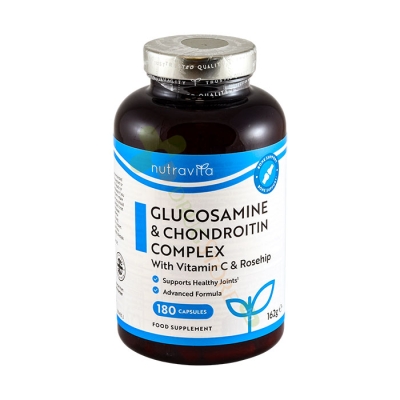 НУТРАВИТА ГЛЮКОЗАМИН КОМПЛЕКС капсули 180 броя / NUTRAVITA GLUCOSAMINE CHONDROITIN COMPLEX
