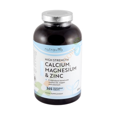 НУТРАВИТА КАЛЦИЙ + МАГНЕЗИЙ + ЦИНК + ВИТАМИН D3 таблетки 365 броя / NUTRAVITA CALCIUM + MAGNESIUM + ZINC + VITAMIN D3