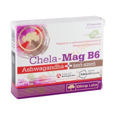 ЧЕЛА-МАГ B6 АШВАГАНДА + ЖЕНШЕН капсули 30 броя / OLIMP LABS CHELA-MAG B6 ASHWAGANDHA + GINSENG