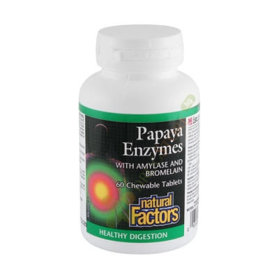 НАТУРАЛ ФАКТОРС ПАПАЯ ЕНЗИМИ таблетки 60 броя / NATURAL FACTORS PAPAYA ENZYMES