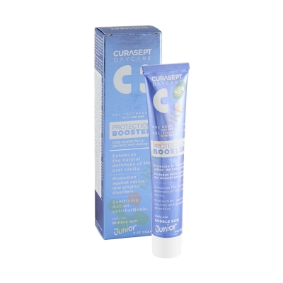 ПАСТА ЗА ЗЪБИ С ВКУС НА ДЪВКА ЗА ДЕЦА 50 мл / CURASEPT BOOSTER DAYCARE TOOTHPASTE JUNIOR BUBBLE GUM