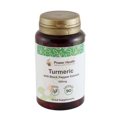 КУРКУМА + ЕКСТРАКТ ОТ ЧЕРЕН ПИПЕР капсули 90 броя / POWER HEALTH TURMERIC WITH BLACK PEPPER EXTRACT 