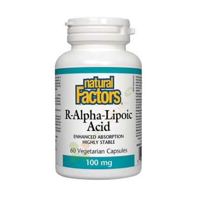 НАТУРАЛ ФАКТОРС АЛФА ЛИПОЕВА КИСЕЛИНА капсули 100 мг 60 броя / NATURAL FACTORS R-LIPOIC ACID