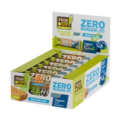 ОВЕСЕН БАР БЕЗ ДОБАВЕНА ЗАХАР БОРОВИНКА 70 г 12 броя / RICE UP! OAT BAR ZERO SUGAR ADDED BLUEBERRY