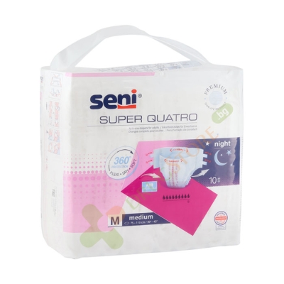 ПАМПЕРС ЗА ВЪЗРАСТНИ СЕНИ СУПЕР КУАТРО размер М 10 броя / PAMPERS FOR ADULTS SUPER SENI QUATRO