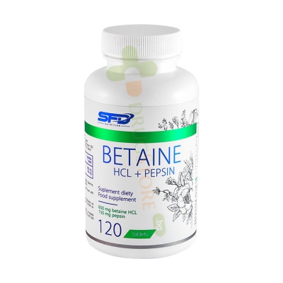 СФД НУТРИШЪН БЕТАИН HCL + ПЕПСИН таблетки 120 броя / SFD NUTRITION BETAINE HCL + PEPSIN