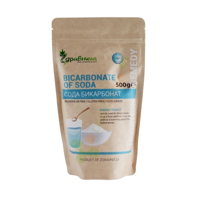 ЗДРАВНИЦА СОДА БИКАРБОНАТ БЕЗ АЛУМИНИЙ 500 г / ZDRAVNITSA BICARBONATE OF SODA WITHOUT ALUMINUM