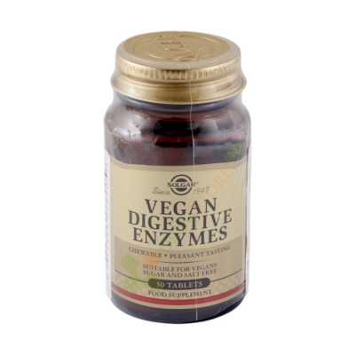 СОЛГАР ХРАНОСМИЛАТЕЛНИ ЕНЗИМИ дъвчащи таблетки 50 броя / SOLGAR VEGAN DIGESTIVE ENZYMES
