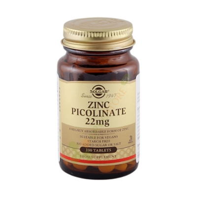 СОЛГАР ЦИНК ПИКОЛИНАТ таблетки 22 мг 100 броя / SOLGAR ZINC PICOLINATE
