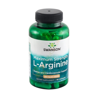 СУОНСЪН ПОДСИЛЕН L - АРГИНИН капсули 850 мг 90 броя / SWANSON SUPER STRENGTH L - ARGININE