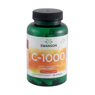СУОНСЪН ВИТАМИН С + ШИПКИ капсули 1000 мг 90 броя / SWANSON VITAMIN C WITH ROSE HIPS