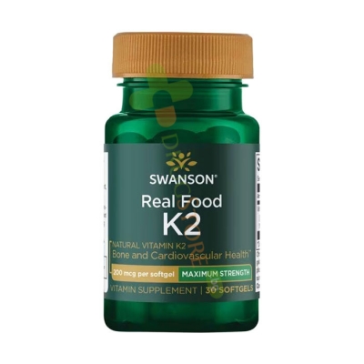 СУОНСЪН ВИТАМИН K2 МАКСИМАЛНА СИЛА капсули 30 броя / SWANSON REAL FOOD VITAMIN K2 - MAXIMUM STRENGTH