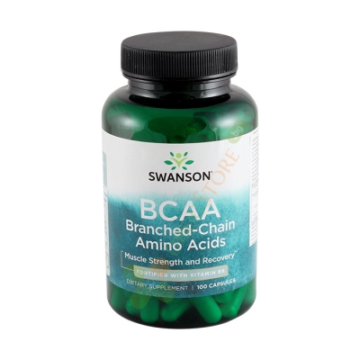 СУОНСЪН BCAA АМИНОКИСЕЛИНИ С РАЗКЛОНЕНА ВЕРИГА капсули 100 броя / SWANSON BCAA