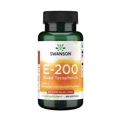 СУОНСЪН ВИТАМИН Е СМЕСЕНИ ТОКОФЕРОЛИ 200 IU капсули 250 броя / SWANSON VITAMIN E MIXED TOCOPHEROLS 200 IU