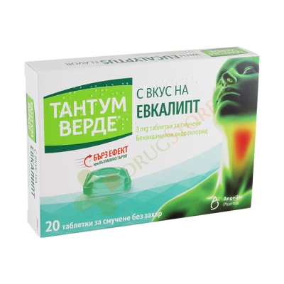 ТАНТУМ ВЕРДЕ С ВКУС НА ЕВКАЛИПТ таблетки за смучене 3 мг 20 броя / CSC TANTUM VERDE EUCALYPTUS