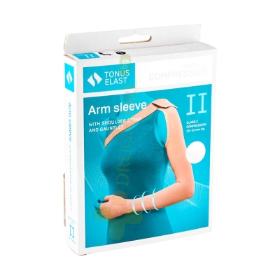 КОМПРЕСИОНЕН РЪКАВ ЕЛАСТИЧЕН КЛАС 2 С РЪКАВИЦА С ПРЕЗРАМКА 0403-02 / TONUS ELAST COMPRESSION SLEEVE ELASTIC CLASS 2 WITH GLOVE WITH SHOULDER STRAP