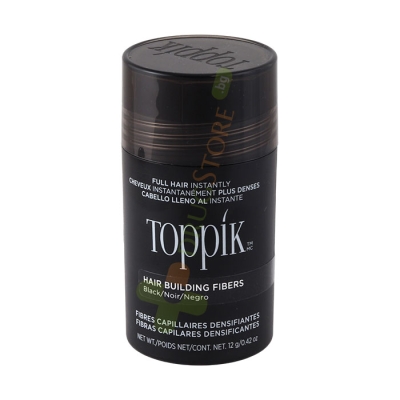ТОППИК ФИБРИ ЗА КОСА ЧЕРНО 12 г / TOPPIK HAIR BUILDING FIBERS BLACK 