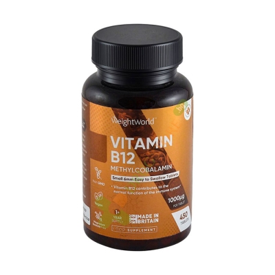 ВИТАМИН B12 (МЕТИЛКОБАЛАМИН) дъвчащи таблетки 1000 мкг 400 броя / WEIGHT WORLD VITAMIN B12 (METHYLCOBALAMINE)