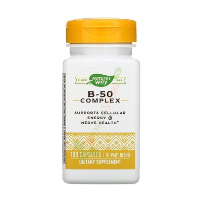 ВИТАМИН B-50 КОМПЛЕКС капсули 100 броя / NATURE'S WAY VITAMIN B-50 COMPLEX