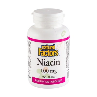 НАТУРАЛ ФАКТОРС ВИТАМИН B3 (НИАЦИН) таблетки 100 мг 90 броя / NATURALS FACTORS VITAMIN B3 (NIACIN)