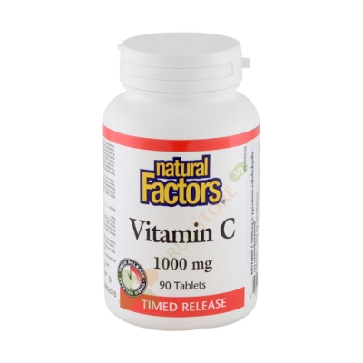 НАТУРАЛ ФАКТОРС ВИТАМИН C + БИОФЛАВОНОИДИ TR таблетки 1000 мг 90 броя / NATURAL FACTORS VITAMIN C + BIOFLAVONOIDS TIME RELEASE