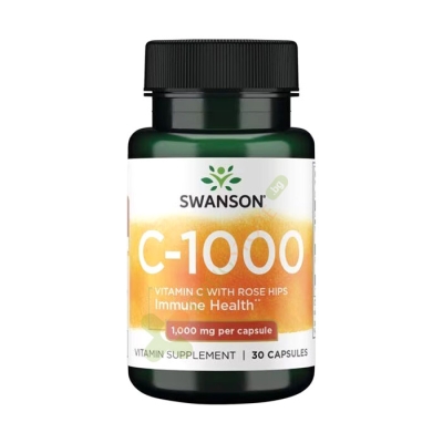 СУОНСЪН ВИТАМИН С + ШИПКИ капсули 1000 мг 30 броя / SWANSON VITAMIN C WITH ROSE HIPS