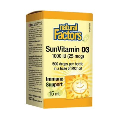 НАТУРАЛ ФАКТОРС ВИТАМИН D3 течен 1000 IU 15 мл / NATURAL FACTORS VITAMIN D3