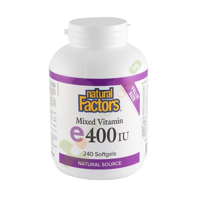 ВИТАМИН E ТОКОФЕРОЛИ МИКС 400 IU капсули 240 броя / NATURAL FACTORS VITAMIN E TOCOFEROL MIX 400 IU