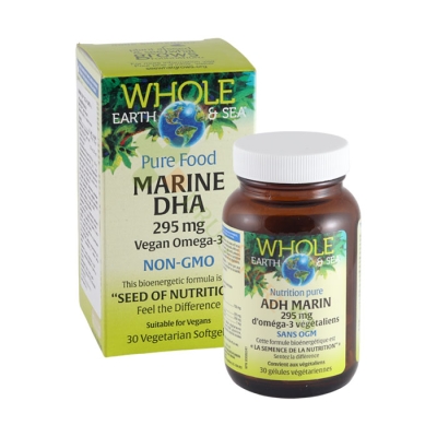 НАТУРАЛ ФАКТОРС МАРИН DHA ВЕГАН ОМЕГА - 3 софтгел капсули 300 мг 30 броя / NATURAL FACTORS MARINE DHA VEGAN OMEGA - 3 softgel capsules 300 mg. 30