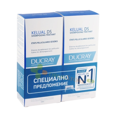 ДЮКРЕ КЕЛУАЛ DS ШАМПОАН ПРОТИВ ПЪРХОТ 100 мл 2 броя / DUCREY KELUAL DS SHAMPOO