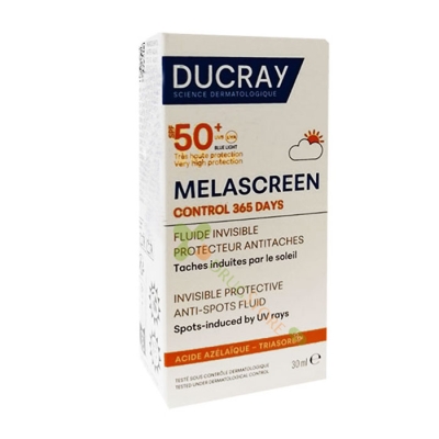 ДЮКРЕ МЕЛАСКРИН КОНТРОЛ СЛЪНЦЕЗАЩИТЕН ФЛУИД СРЕЩУ ПЕТНА SPF 50+ 30 мл / DUCRAY MELASCREEN CONTROL 365 DAYS INVISIBLE PROTECTIVE ANTI-SPOTS FLUID SPF 50+