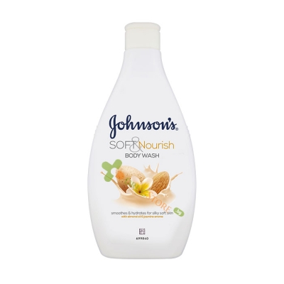 ДЖОНСЪНС ДУШ ГЕЛ БАДЕМОВО МАСЛО И ЖАСМИН 400 мл / JOHNSON & JOHNSON SOFT+NOUR BODY WASH ALMOND OIL AND JASMIN AROMA