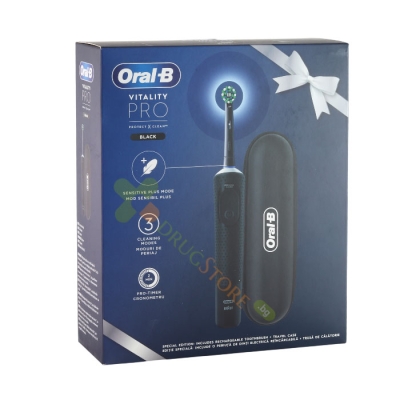ЕЛЕКТРИЧЕСКА ЧЕТКА ЗА ЗЪБИ ОРАЛ Б ВИТАЛИТИ PRO ЧЕРНА + КАЛЪФ ЗА СЪХРАНЕНИЕ / ORAL B ELECTRIC TOOTHBRUSH VITALITY PRO BLACK + GIFT BOX