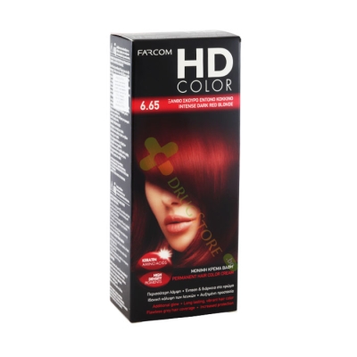 ФАРКОМ HD БОЯ ЗА КОСА №6.65 НАСИТЕНО ТЪМНО ЧЕРВЕНО РУСО / FARCOM HD COLOR №6.65 INTENSE DARK RED BLONDE