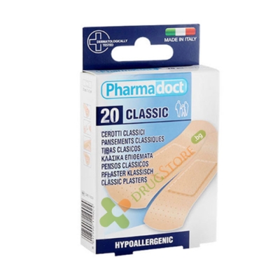 ФАРМАДОКТ ВОДОУСТОЙЧИВ ПЛАСТИР КЛАСИК 7 х 2 см 20 броя / PHARMADOCT CLASSIC PLASTERS 7 х 2 sm