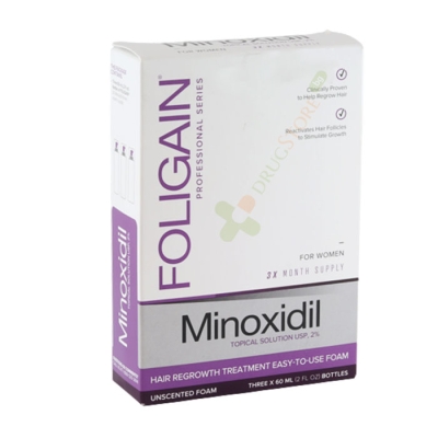 ФОЛИГЕЙН 2% ПЯНА ПРОТИВ КОСОПАД ЗА ЖЕНИ 3 * 60 мл / FOLIGAIN MINOXIDIL 2% HAIR REGROWTH FOAM FOR WOMEN 3 