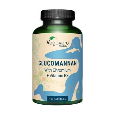 ГЛЮКОМАНАН + ХРОМ И ВИТАМИН B3 капсули 180 броя / VEGAVERO GLUCOMANNAN WITH CHROMIUM + VITAMIN B3