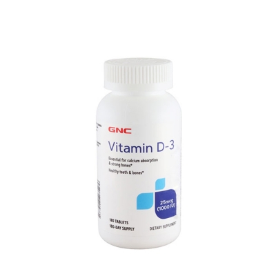 ВИТАМИН D3 таблетки 1000 IU 180 броя / GNC VITAMIN D3