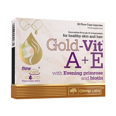 ГОЛД ВИТАМИН А + Е С ВЕЧЕРНА ИГЛИКА И БИОТИН капсули 30 броя / OLIMP LABS GOLD VITAMIN A + E WITH EVENING PRIMROSE AND BIOTIN
