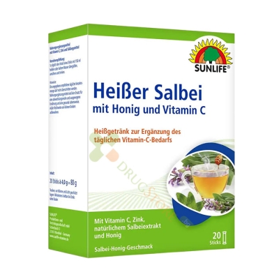 ГРАДИНСКИ ЧАЙ С МЕД, ВИТАМИН C И ЦИНК саше 20 броя / SUNLIFE SALVIA OFFICINALIS + VITAMIN C + ZINC + HONEY sachets 